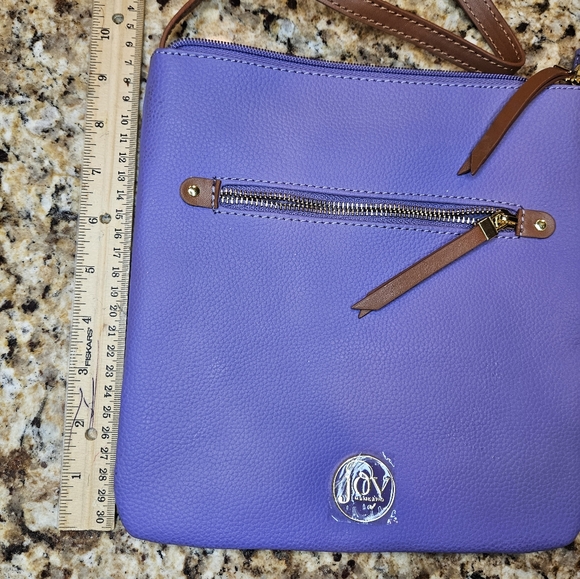 Joy by Joy Mangano Purple and Camel Leather Crossbody Bag Shoulder Purse - Picture 6 of 9
